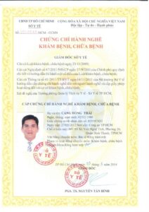 Chứng chỉ hành nghề nha khoa bác sĩ Cang Hồng Thái